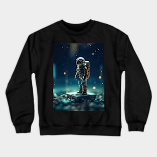 astronaut drawing 3d figure standing micro shoot Crewneck Sweatshirt